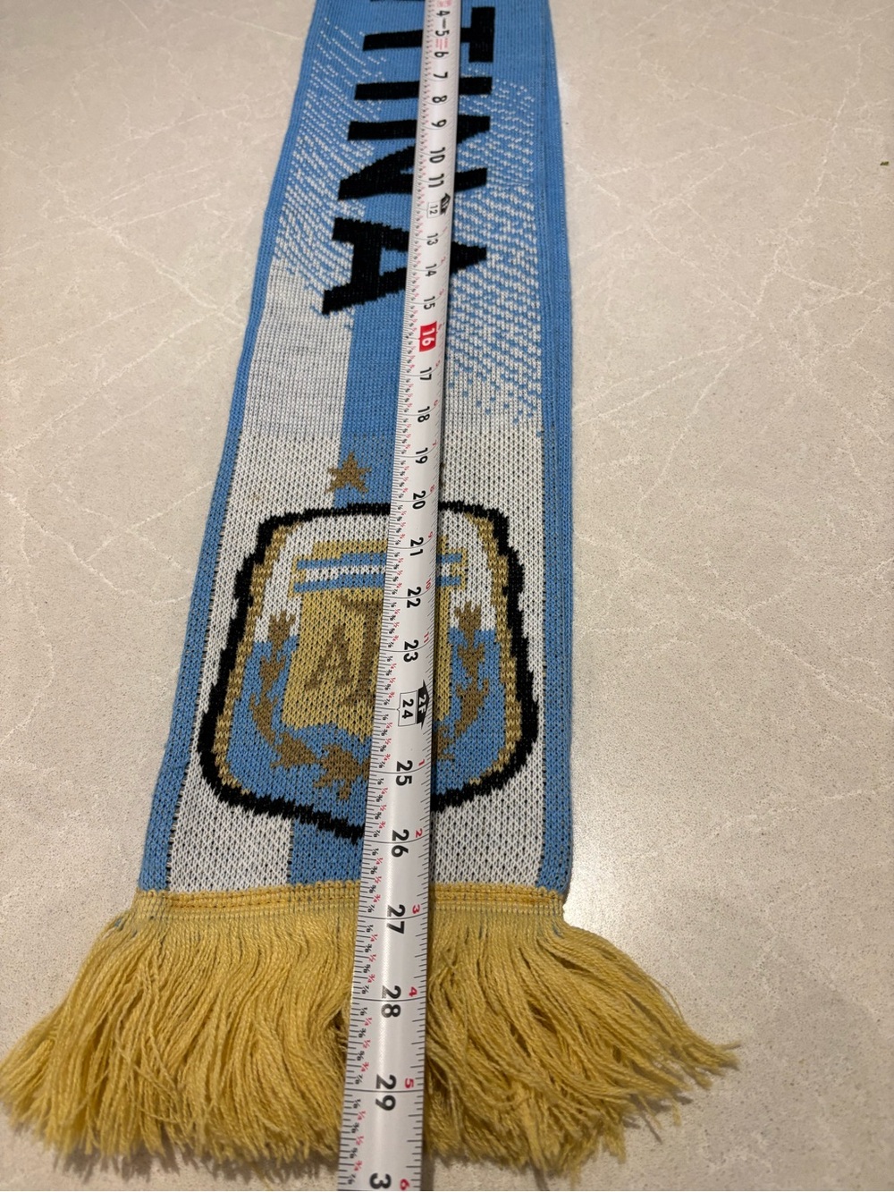 Adidas Argentina AFA Soccer Fan Scarf Fringe Light Blue White Gold 2 Star FIFA - Picture 8 of 11